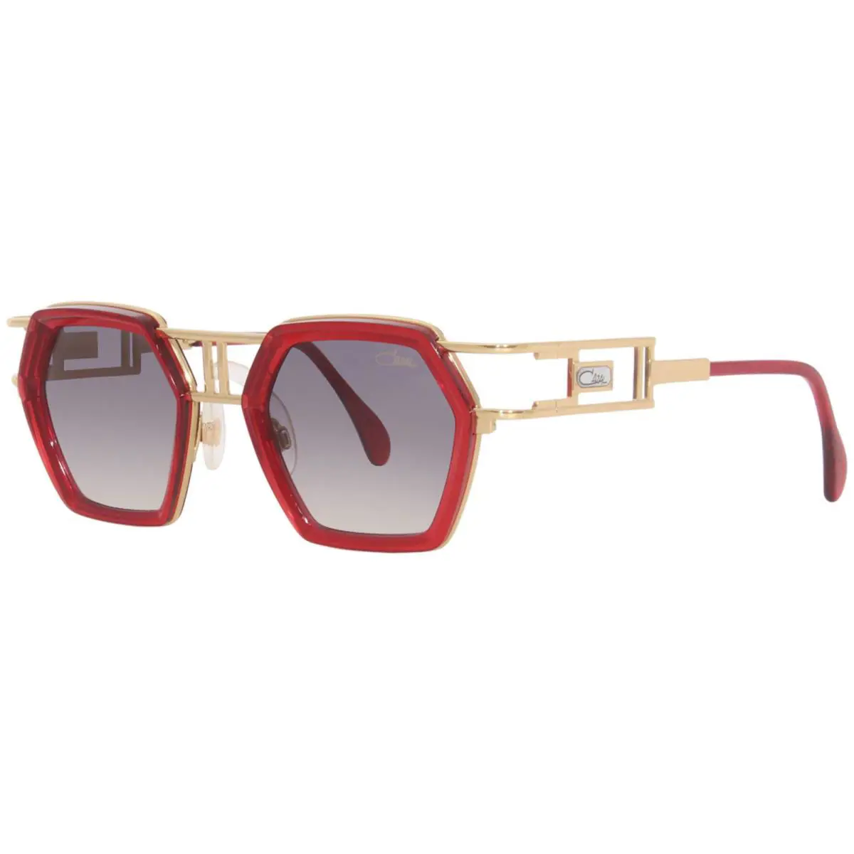 Cazal Legends 677 002 Sunglasses Men`s Red/gold/grey Gradient Square Shape 46-mm - Frame: Red, Lens: Gray