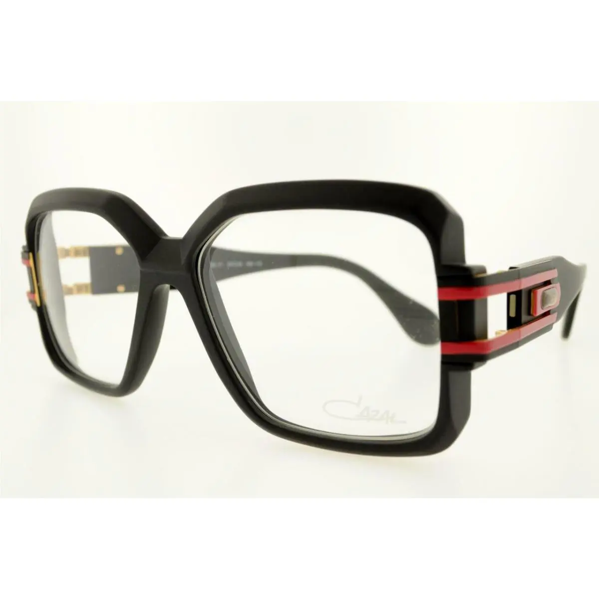 Cazal 623/302 011 57MM Matt Black Frame Side Red with Clear Lenses