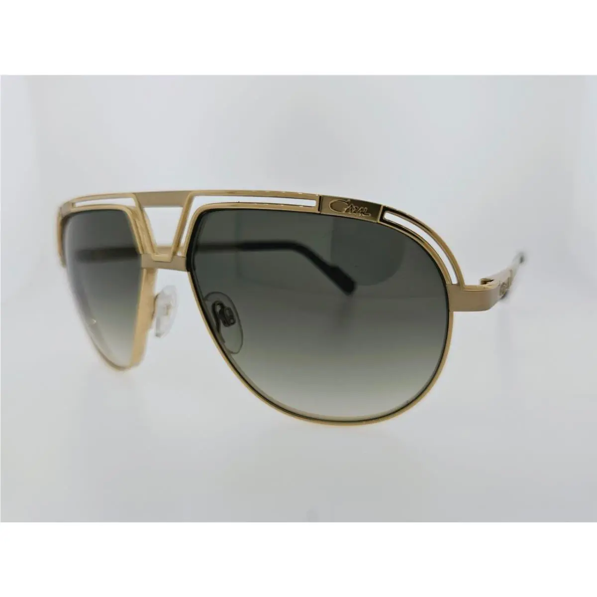 Cazal Sunglasses 9100 003 61MM Matte Gold Frame with Green Gradient Lenses