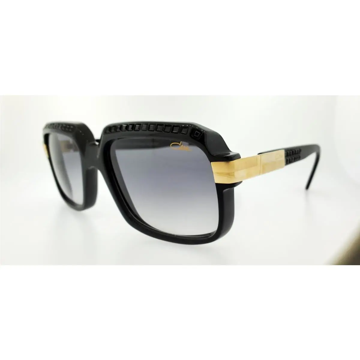 Cazal Sunglasses 607/3 502 56MM Gold Black Frm with Crystal Gray Gradient Lens