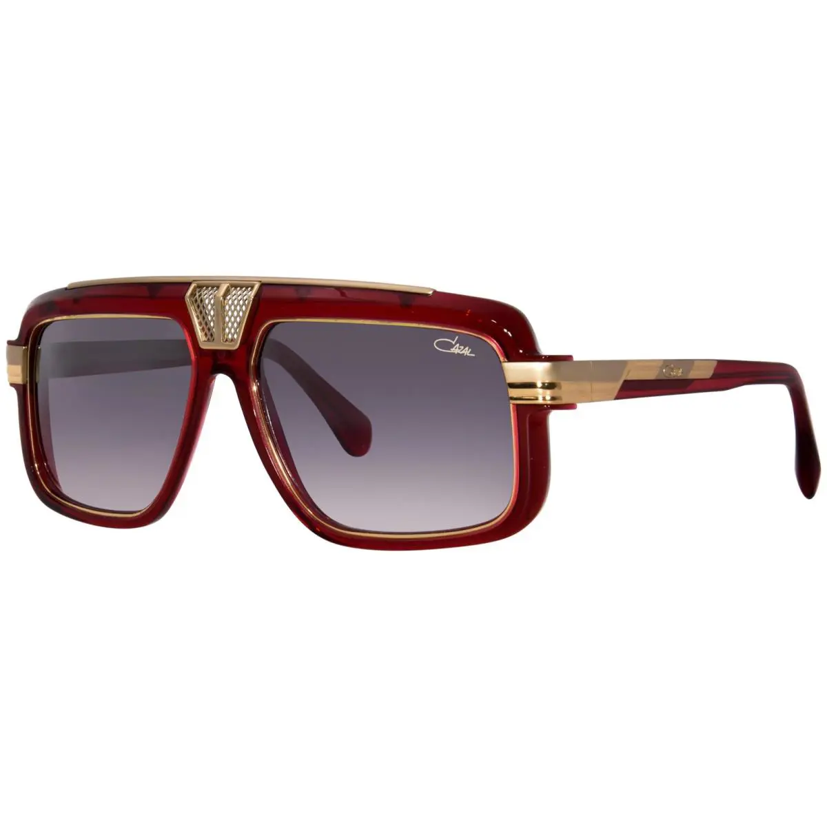 Cazal Legends 678 004 Sunglasses Men`s Red/gold/grey Gradient Lens Pilot 59-mm - Frame: Red, Lens: Gray