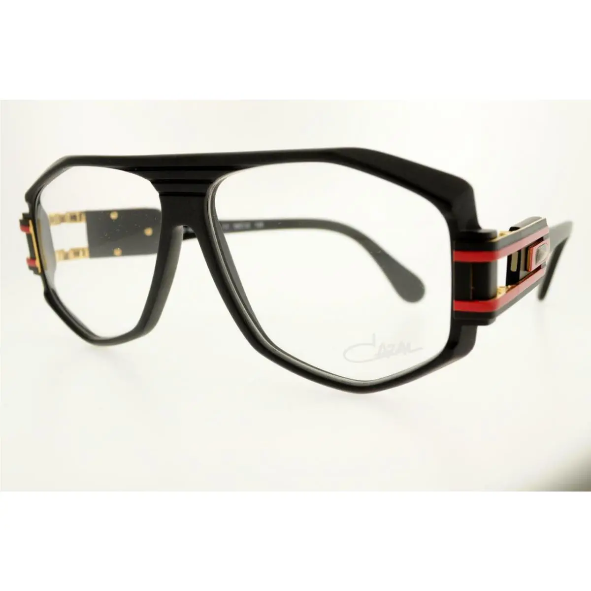 Cazal 163/302 011 59MM Matte Black Frame Red Side with Clear Lens