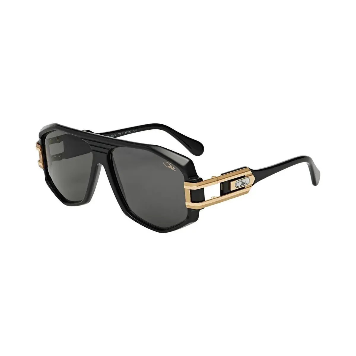 Cazal Legends Mod. 163/3 Col. 001 Gloss Black Gold Solid Lens Sunglasses Germany