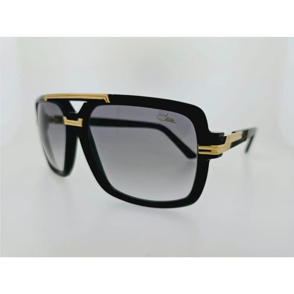 Cazal Sunglasses 8042 001 61MM Black Gold Frame with Grey Gradient Lenses
