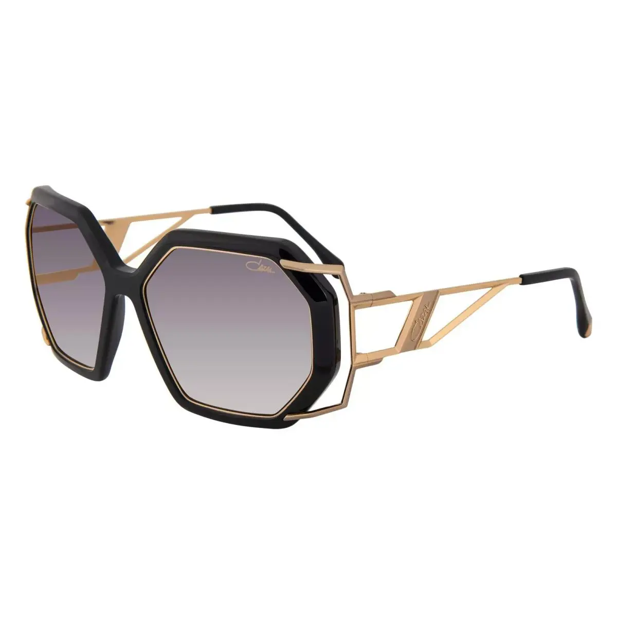 Cazal Mod. 8505 Col. 004 Black Gold Plated Geometric Sunglasses Made IN Germany