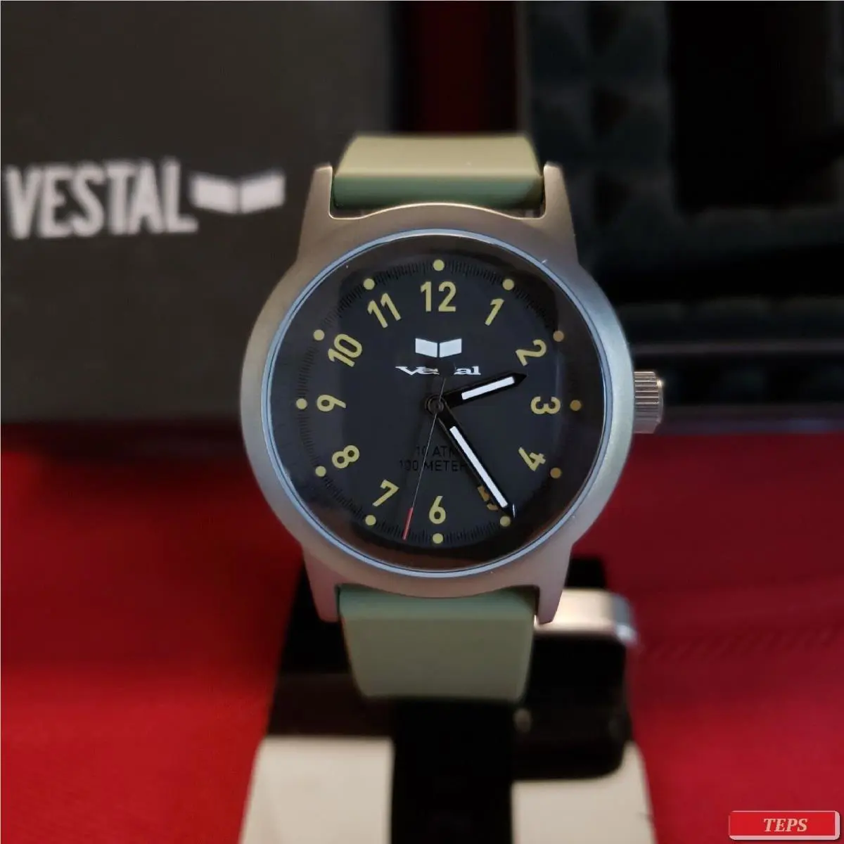 Vestal Alpha Bravo Black Green 100M Analog Japanese Movement