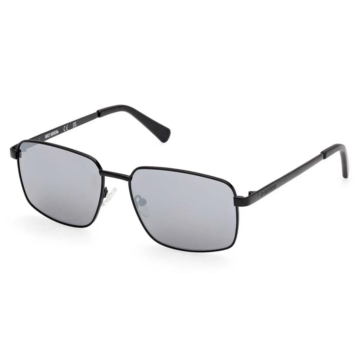 Harley-davidson Men`s Square Metal Sunglasses Matte Black Smoke Gray Lens