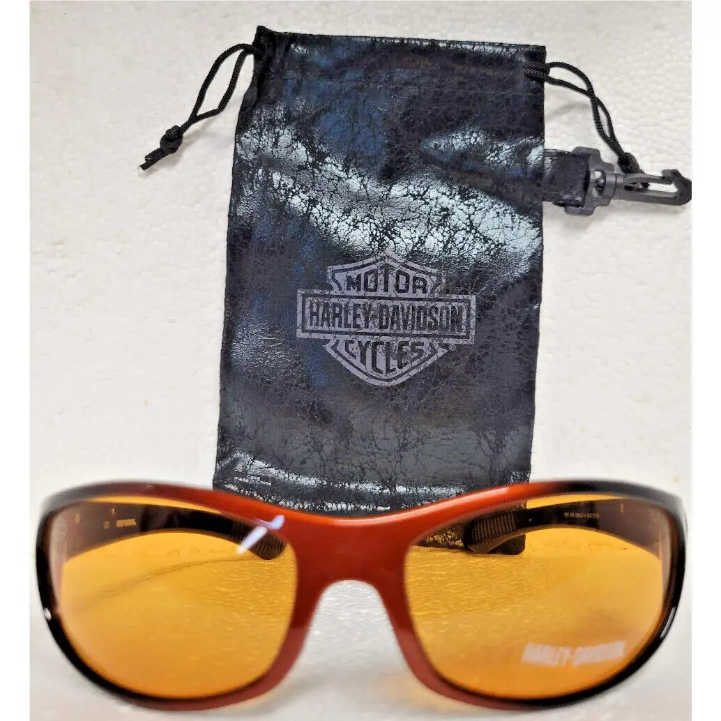 Vintage Harley Davidson Sunglasses Gradient Orange Black Frames W/case