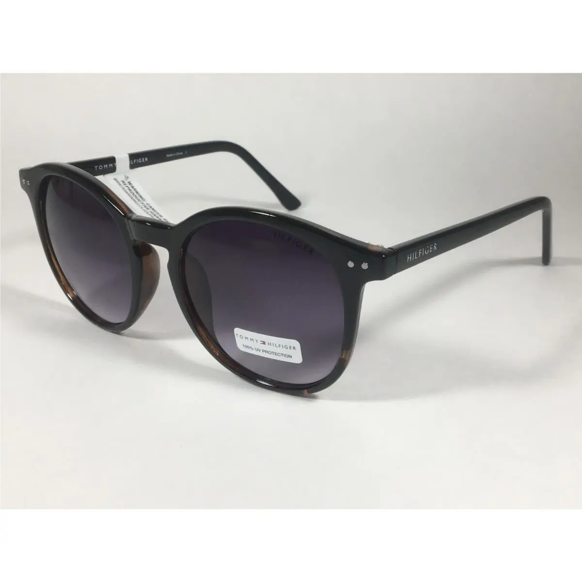 Tommy Hilfiger Dream WP OL453 Round Keyhole Sunglasses Black Tortoise Frame Gray