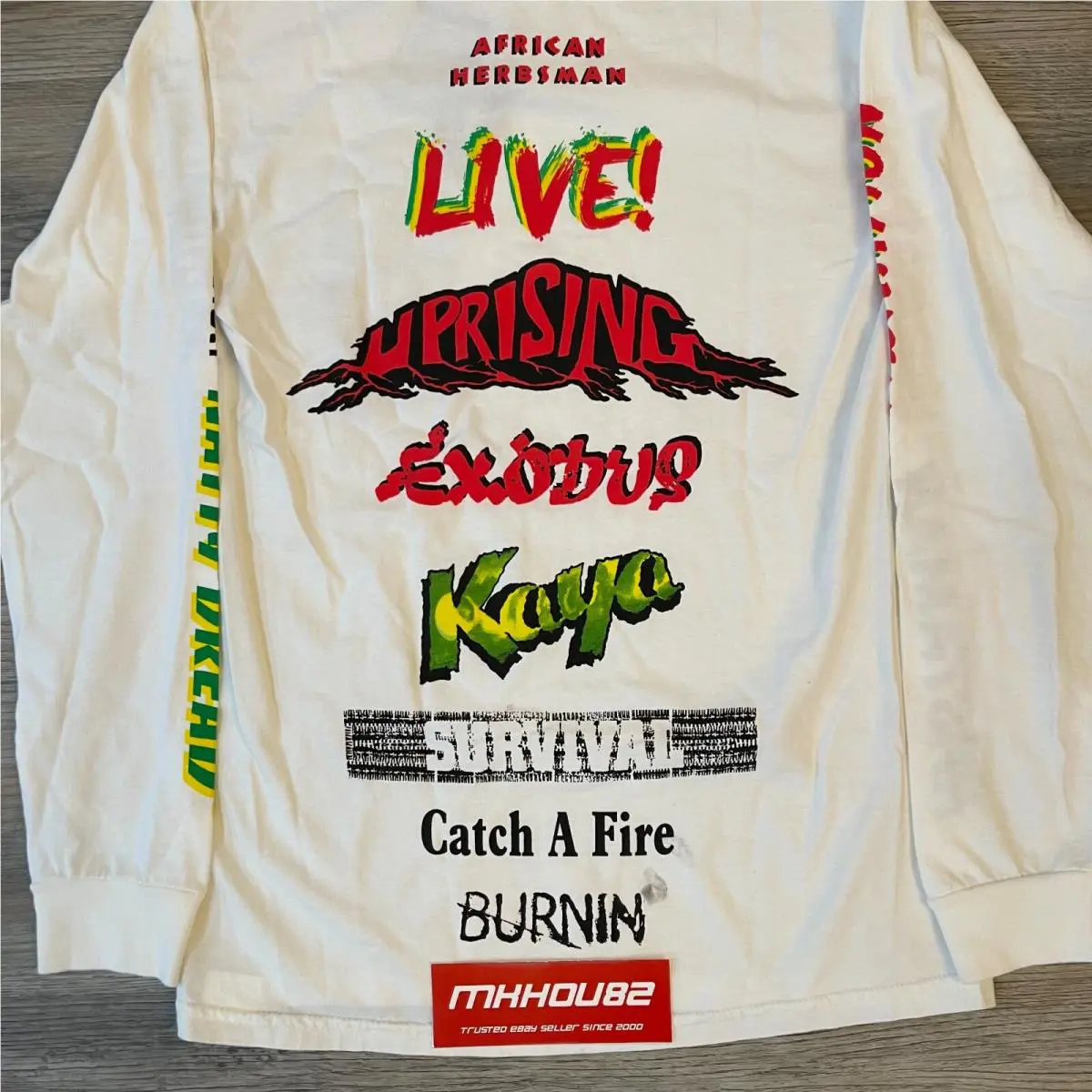 Stussy  clothing - Stussy Bob Marley Collaboration 2018 L/S Tee - White (UPC: 191043516419) 0