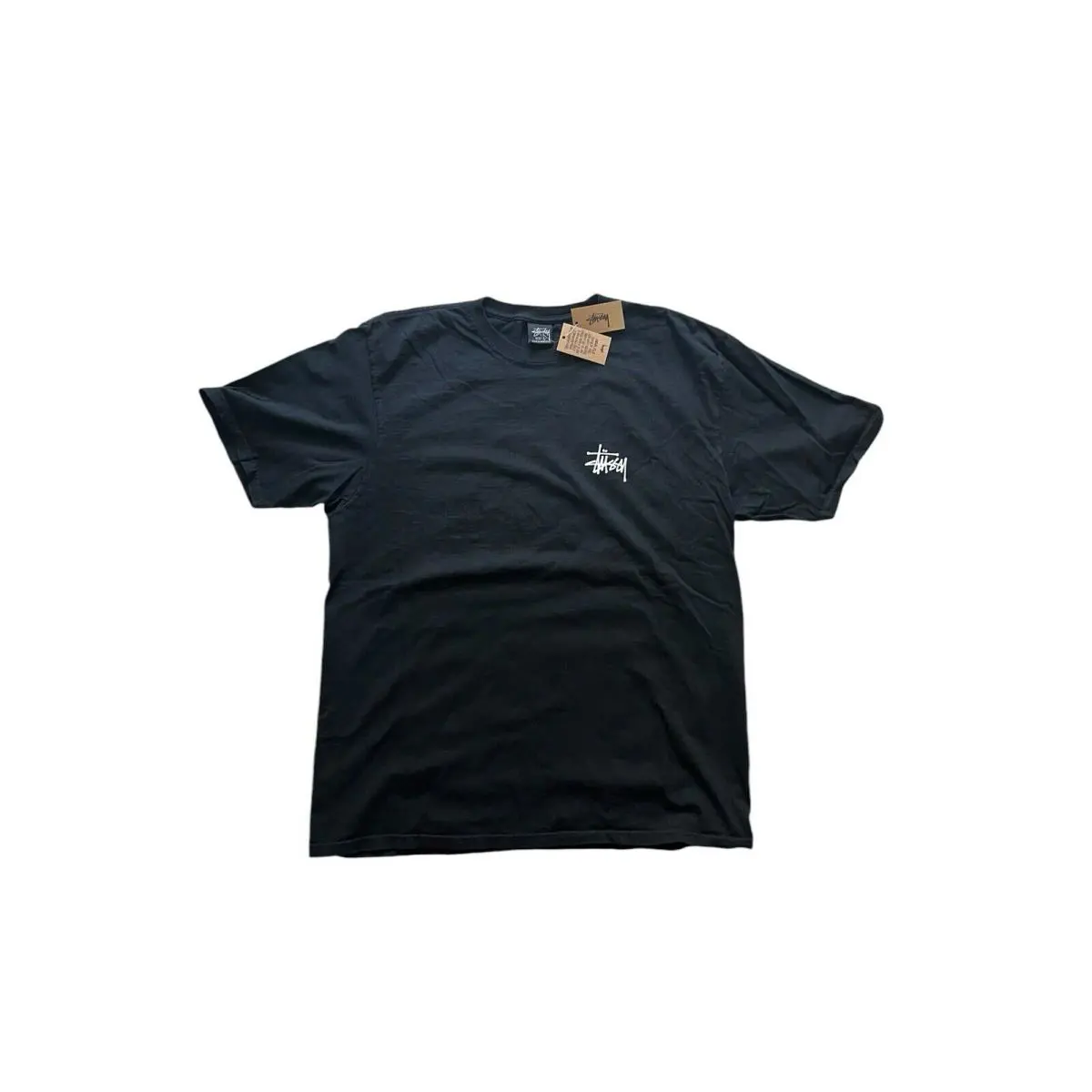Stussy Men T-shirt Basic Pigment Dye Tee Black Size L