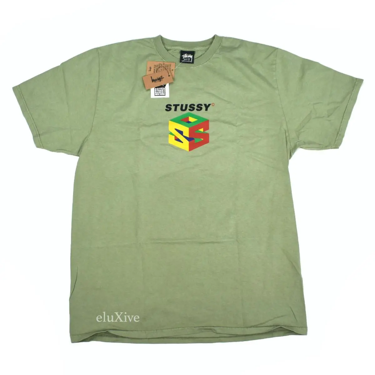 Stussy Nintendo 64 Logo Print Retro Men T-shirt Olive Green M SS23