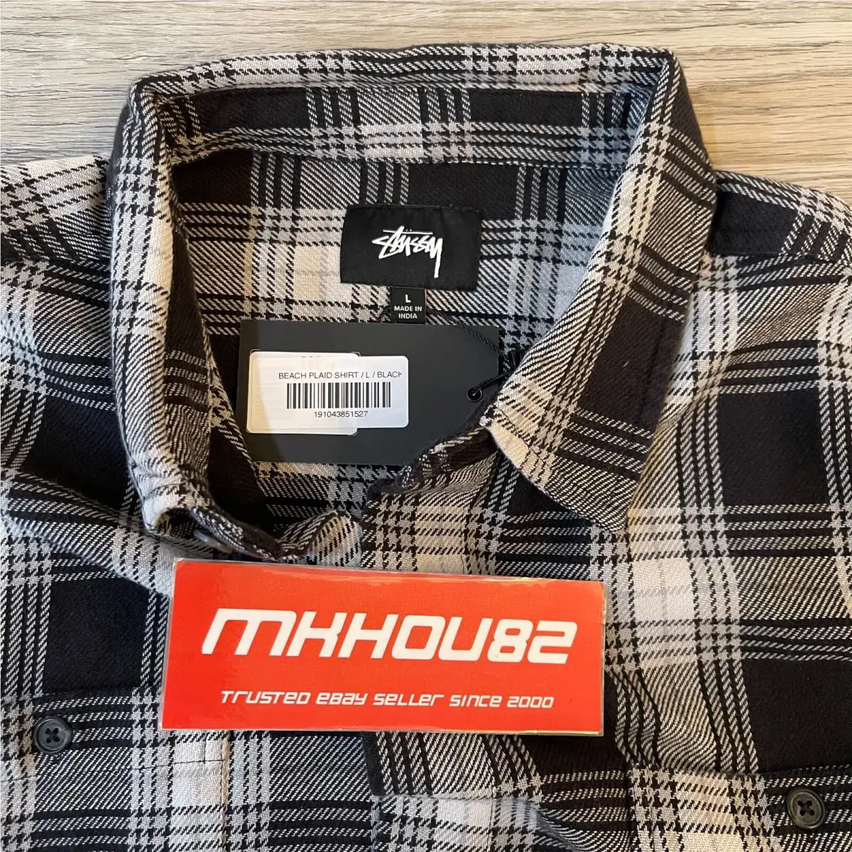Stussy  clothing - Stussy Beach Plaid Shirt - Beach Plaid Shirt - Black (UPC: 191043851527) 3
