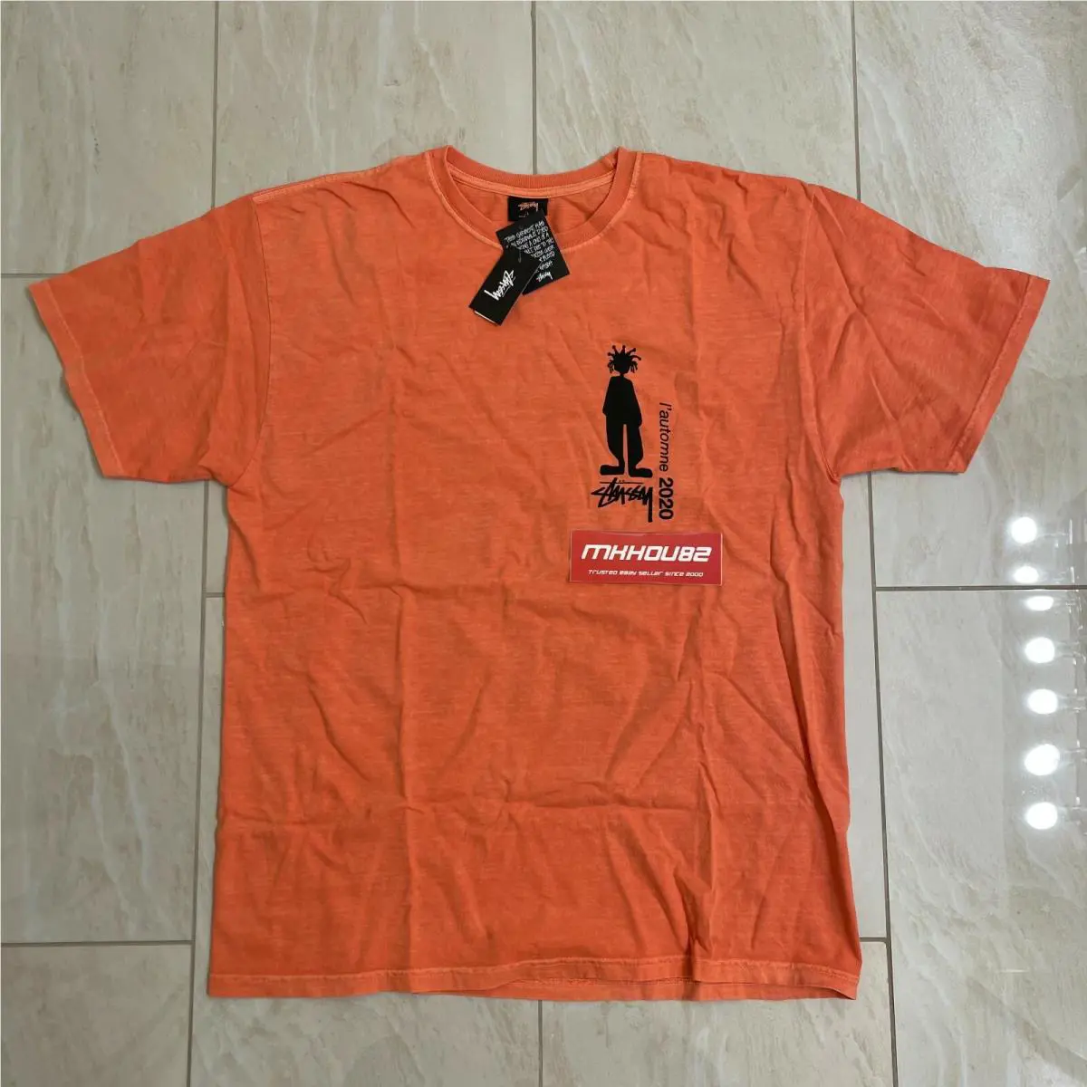 Vintage Stussy Delusion Pigment Dyed Tee T-shirt Clown Orange Size L