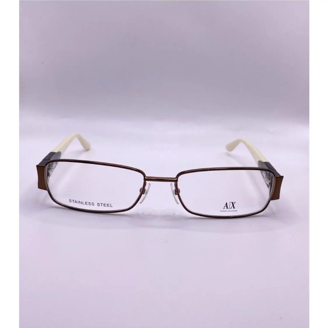 Armani Exchange AX225 Yee Brown Metal Eyeglasses Stainless Frame 53-16-130