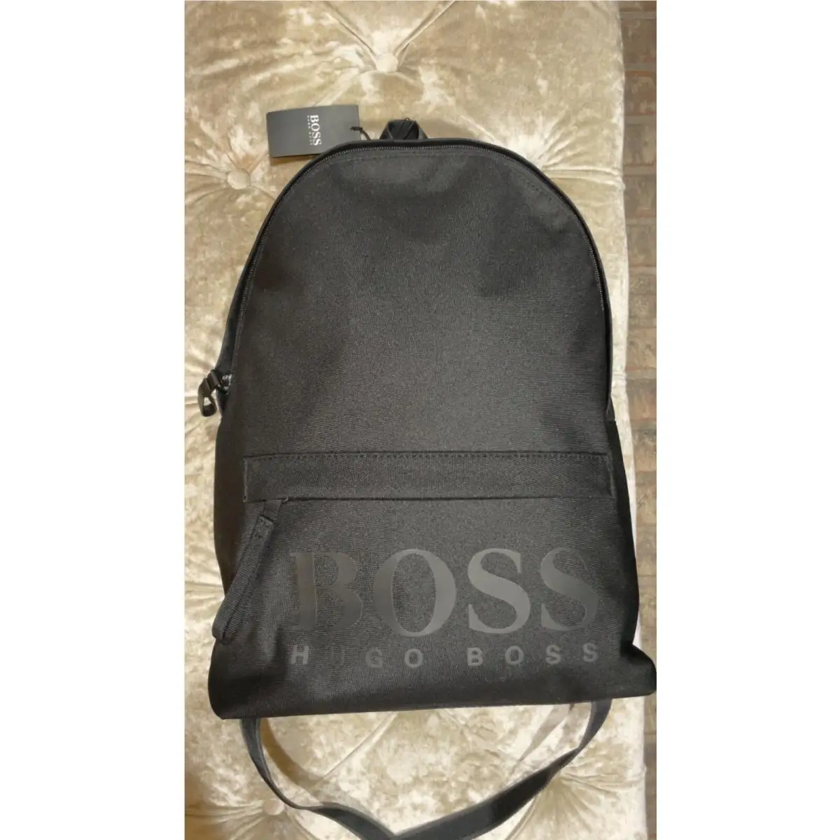 Logo Print Backpack Travel Bag Navy Blue 50439196 Black by Hugo Boss