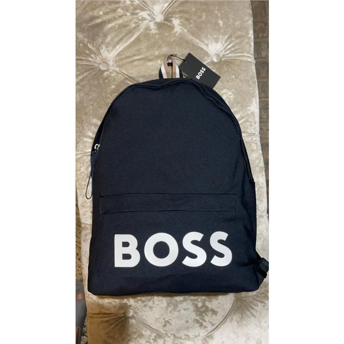 Logo Print Backpack Travel Bag Navy Blue 50439196 Navy Blue by Hugo Boss