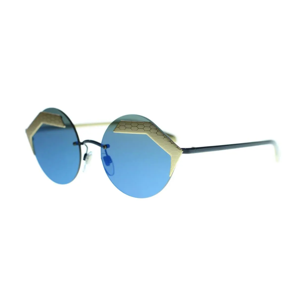 Women`s Sunglasses BV6089 Round 55mm 202255 Pale Gold/Blue by Bvlgari