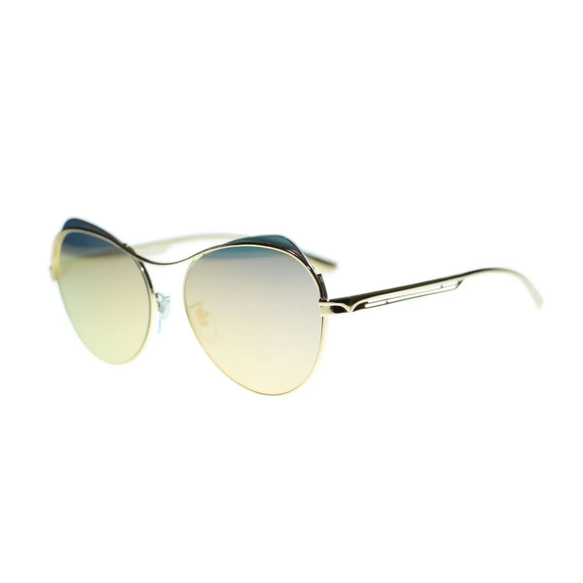 Women`s BV6120 Round Metal Frame Sunglasses 57mm 20144Z Rose Gold Mirror by Bvlgari