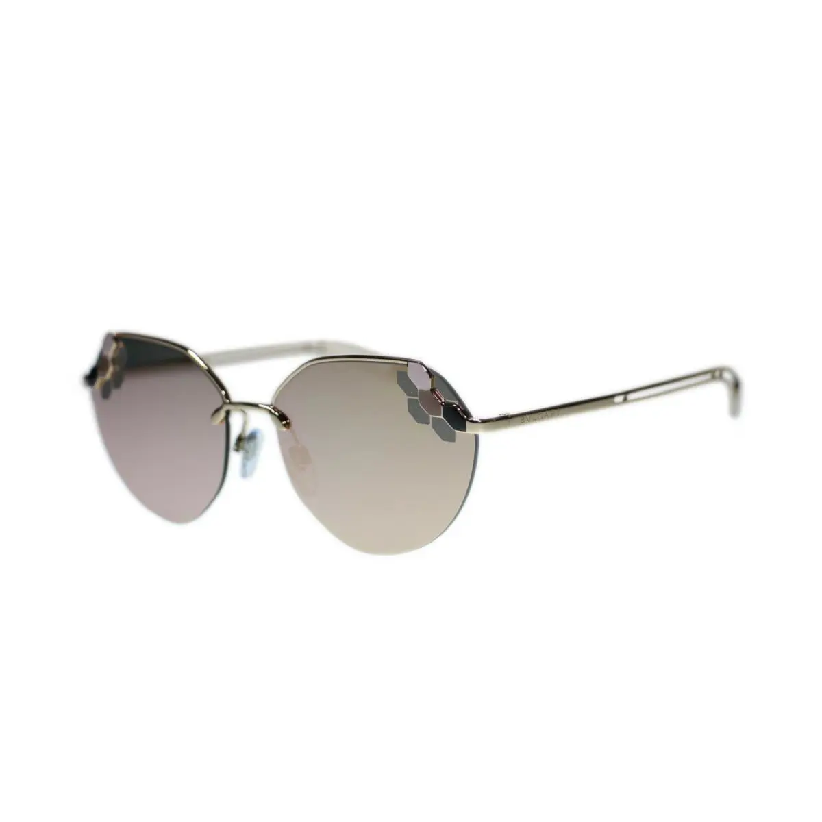 Women`s BV6099 Round Metal Frame Sunglasses 57mm 20144Z Pink Gold/Grey Rose Gold by Bvlgari
