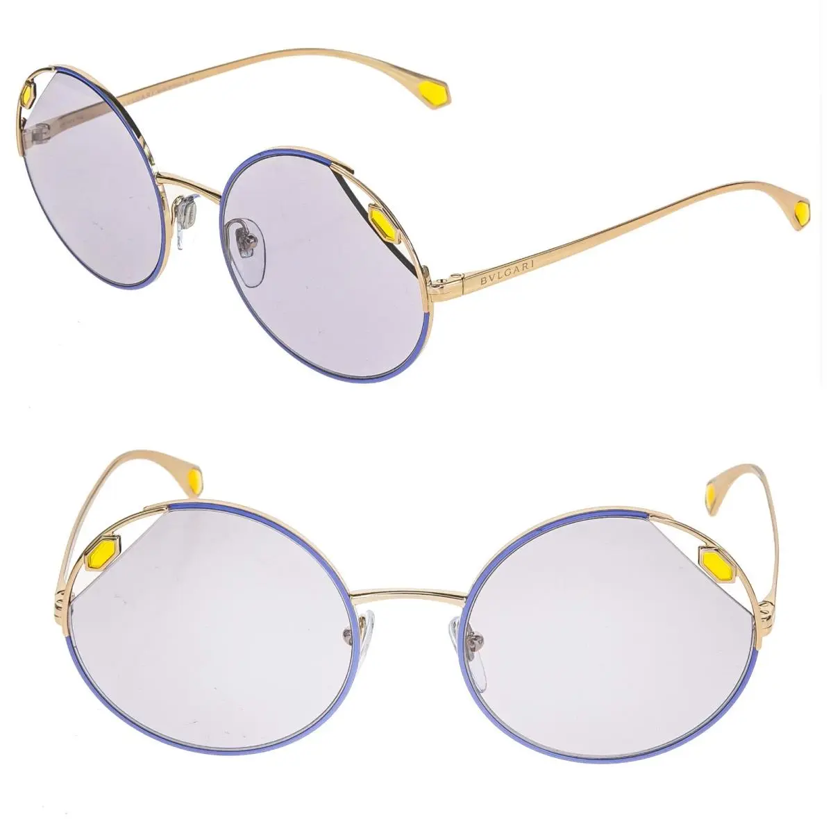 Serpenteyes BV6159 Blue Lilac Enamel Gold Jewel Metal Sunglasses 6159 by Bvlgari