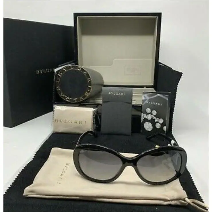 Bvlgari 8132G Le Gemme Polar Gray Gradient Sunglasses w/ Gold/diamond Bands