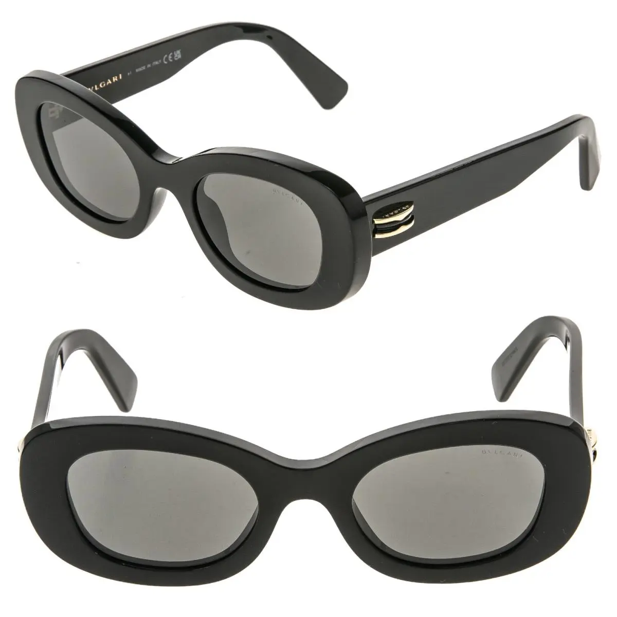 Bvlgari 40039 B.zero1 BV40039I Black Gold Logo Oval Iconic Sunglasses 01A Zero