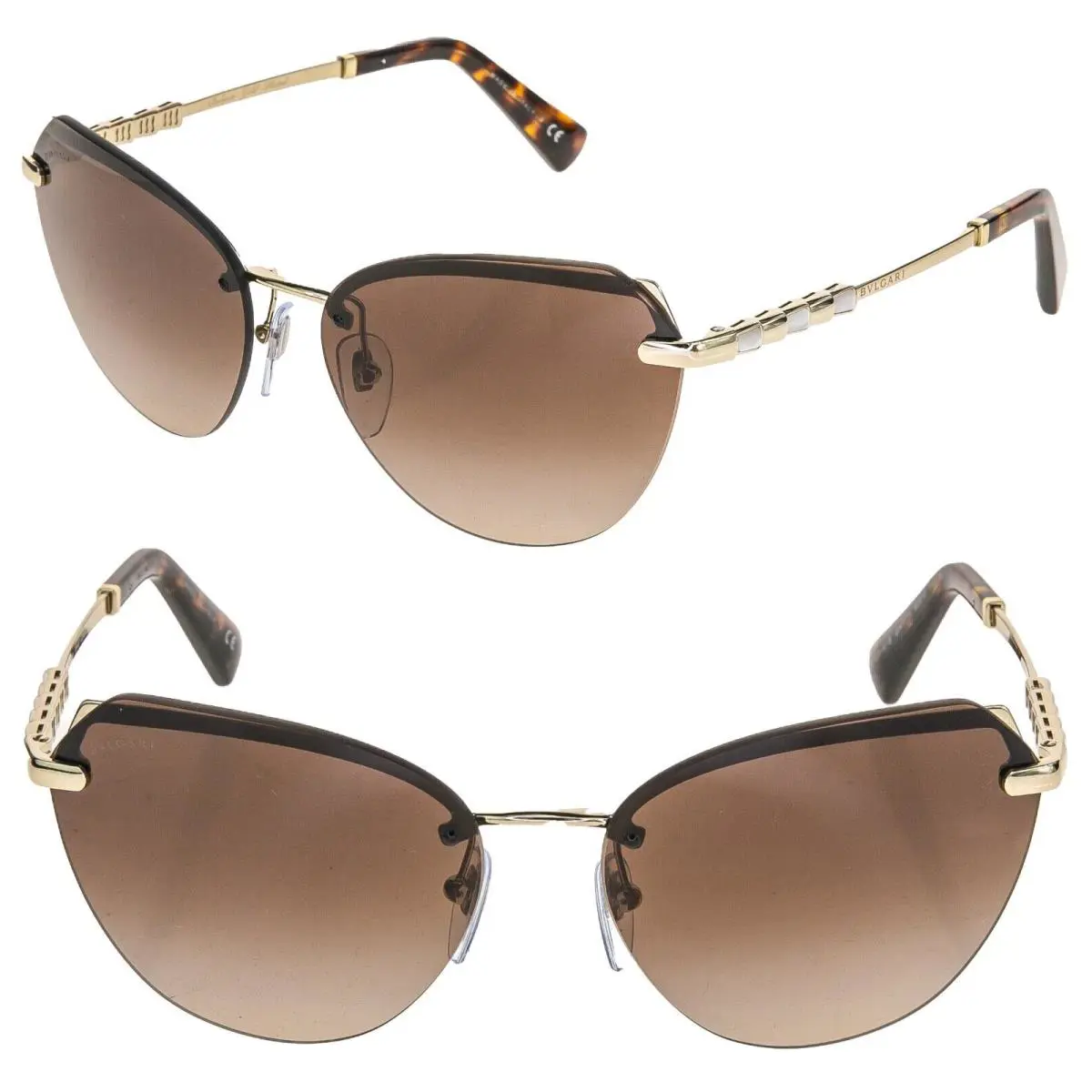 Bvlgari Le Gemme Serpenti Viper 6129 18K Brown Gold Plated Sunglasses BV6129KB