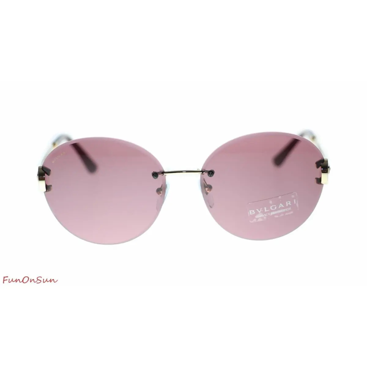 Bvlgari Women`s Round Sunglasses BV6091B 2781A Pale Gold/violet Lens 61mm