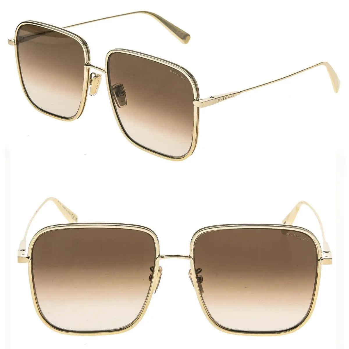 Bvlgari 40016 B.zero1 BV40016U Gold Brown Oversized Iconic Metal Sunglasses 33F