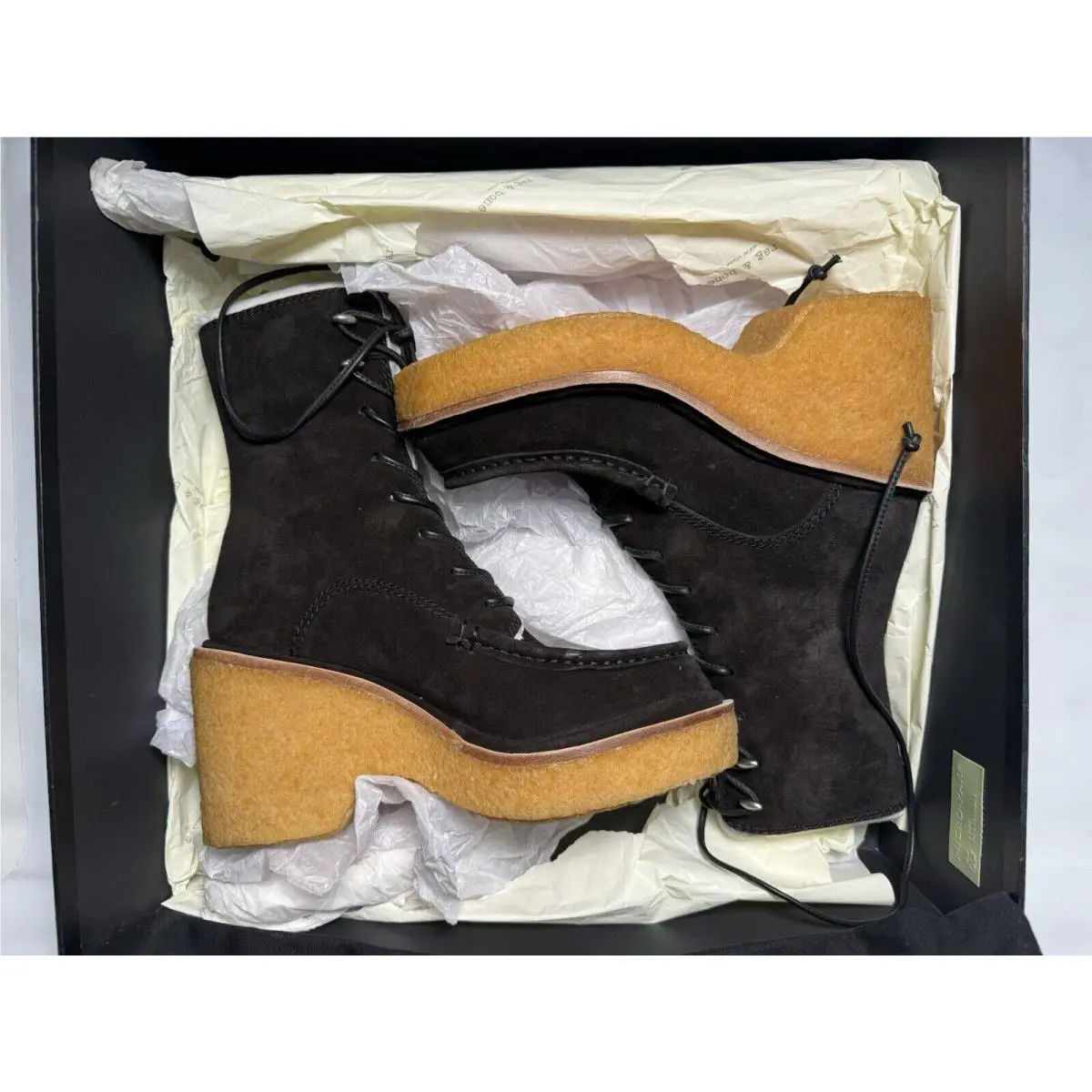Rag Bone Scout Black Suede Wedge Platform Boots Size 36.5
