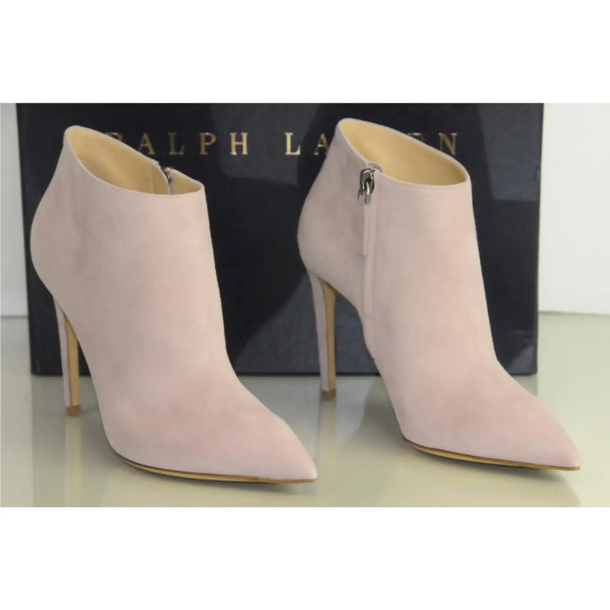 Ralph Lauren Tasella Lilac Mauve Suede Booties Ankle Boots 37.5 Bag