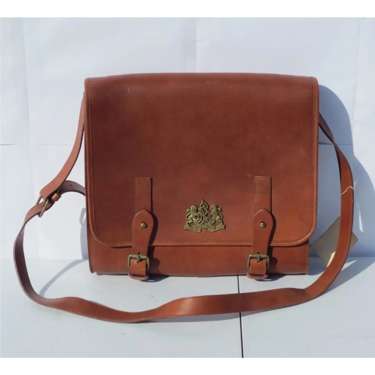 Ralph Lauren Brown Leather Messenger Bag 13 x 3 x 13 Vintage
