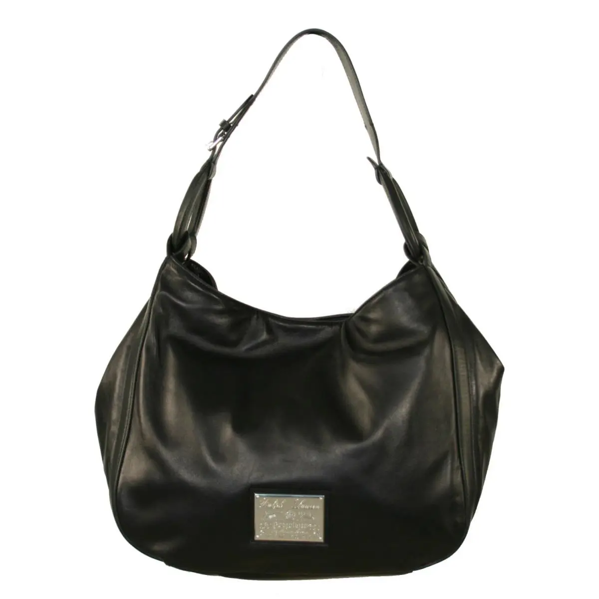 Ralph Lauren Purple Label Black Leather Nappa Stirrup Hobo Bag