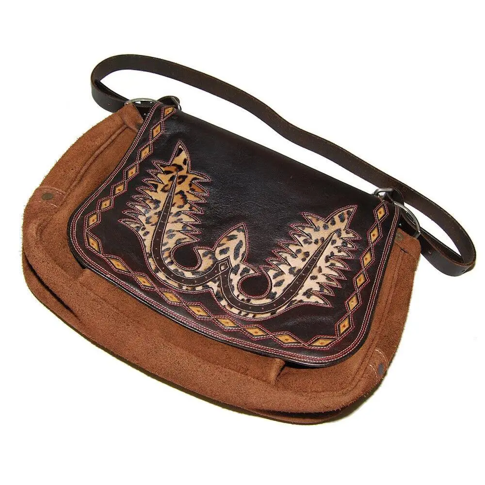 Ralph Lauren Purple Label Western Suede Leather Messenger Bag Usa Brown - Handle/Strap: Brown, Exterior: Brown, Lining: Brown
