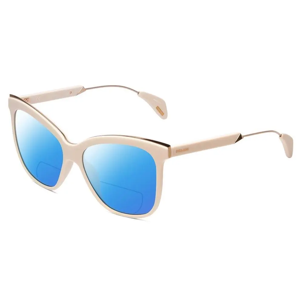 SPL621 Affair-2 Cateye Polarized Bi-focal Sunglasses in Ivory White 56 mm Blue Mirror by Police