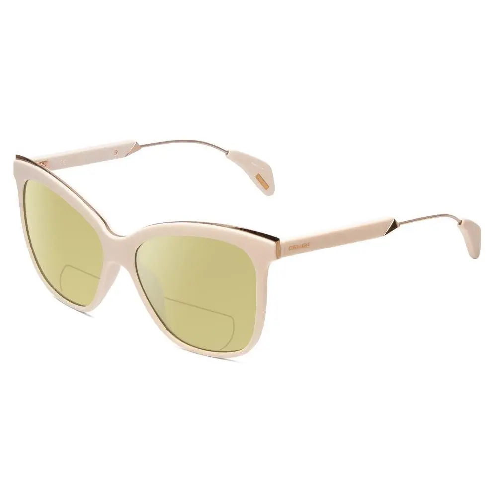 SPL621 Affair-2 Cateye Polarized Bi-focal Sunglasses in Ivory White 56 mm Yellow by Police