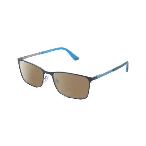VPLA46 Unisex Polarized Bifocal Sunglasses in Navy Blue Cyan Silver 56 mm Brown by Police