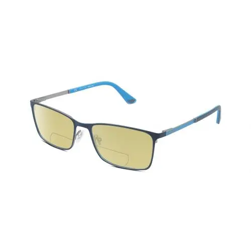 VPLA46 Unisex Polarized Bifocal Sunglasses in Navy Blue Cyan Silver 56 mm Yellow by Police