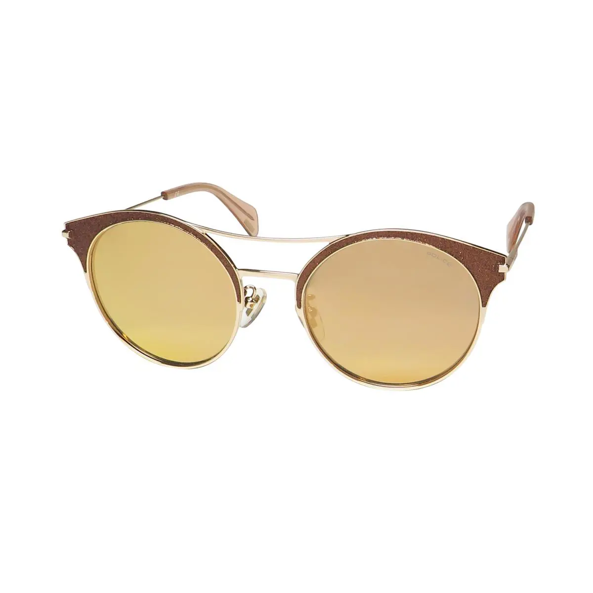 SPL500V Sunglasses Round Shape Lenses Glamorous Design Italian Brand Hot Red Gold / Brown Glitter by Police