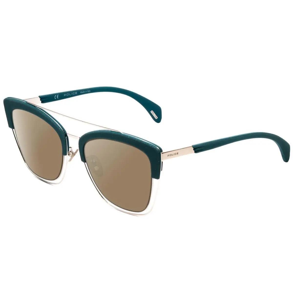SPL618 Cateye Designer Polarized Sunglasses in Teal Crystal 54mm 4 Option Amber Brown Polar by Police