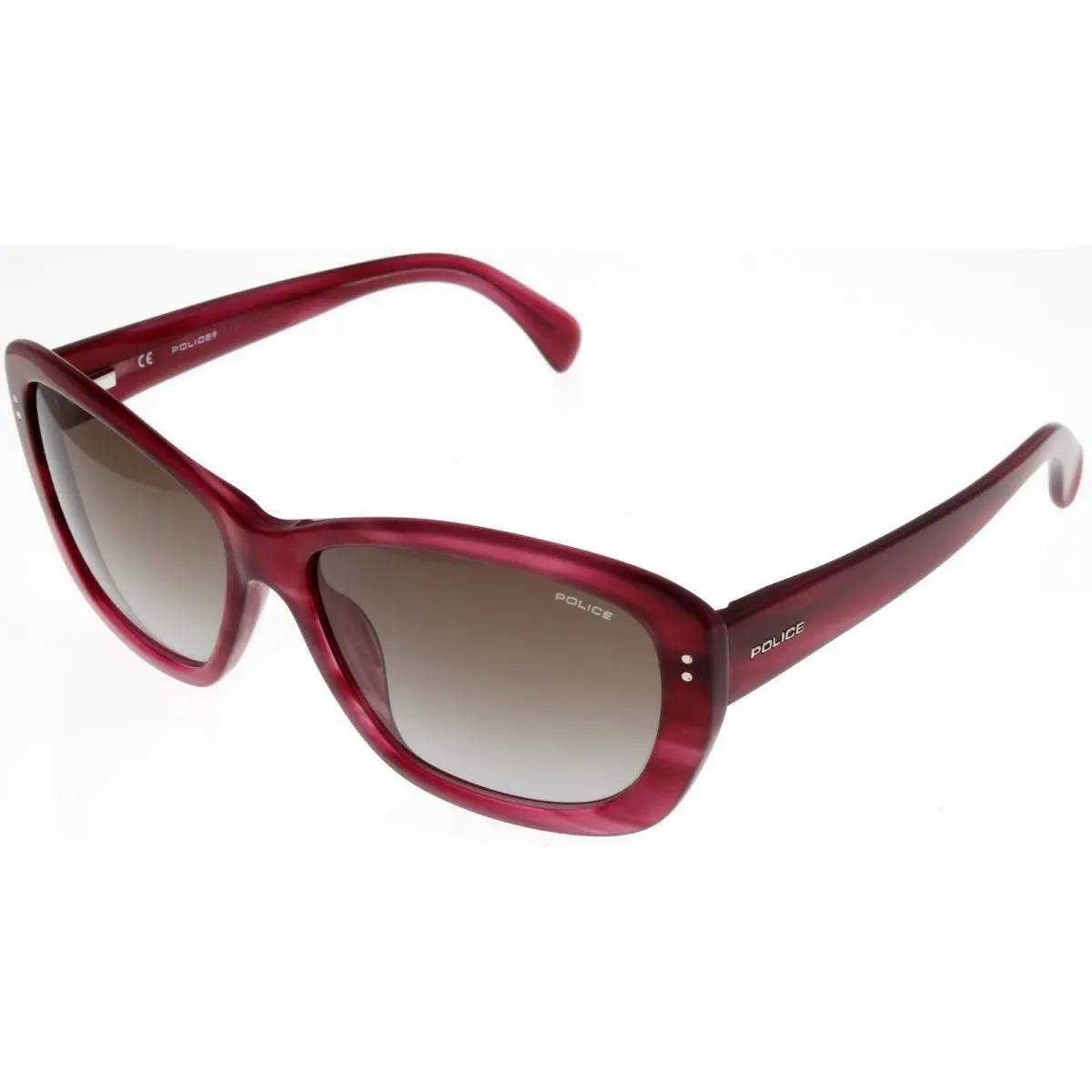 Police Sunglasses Women Red Striped Cyclamen Butterfly S1676 0P99