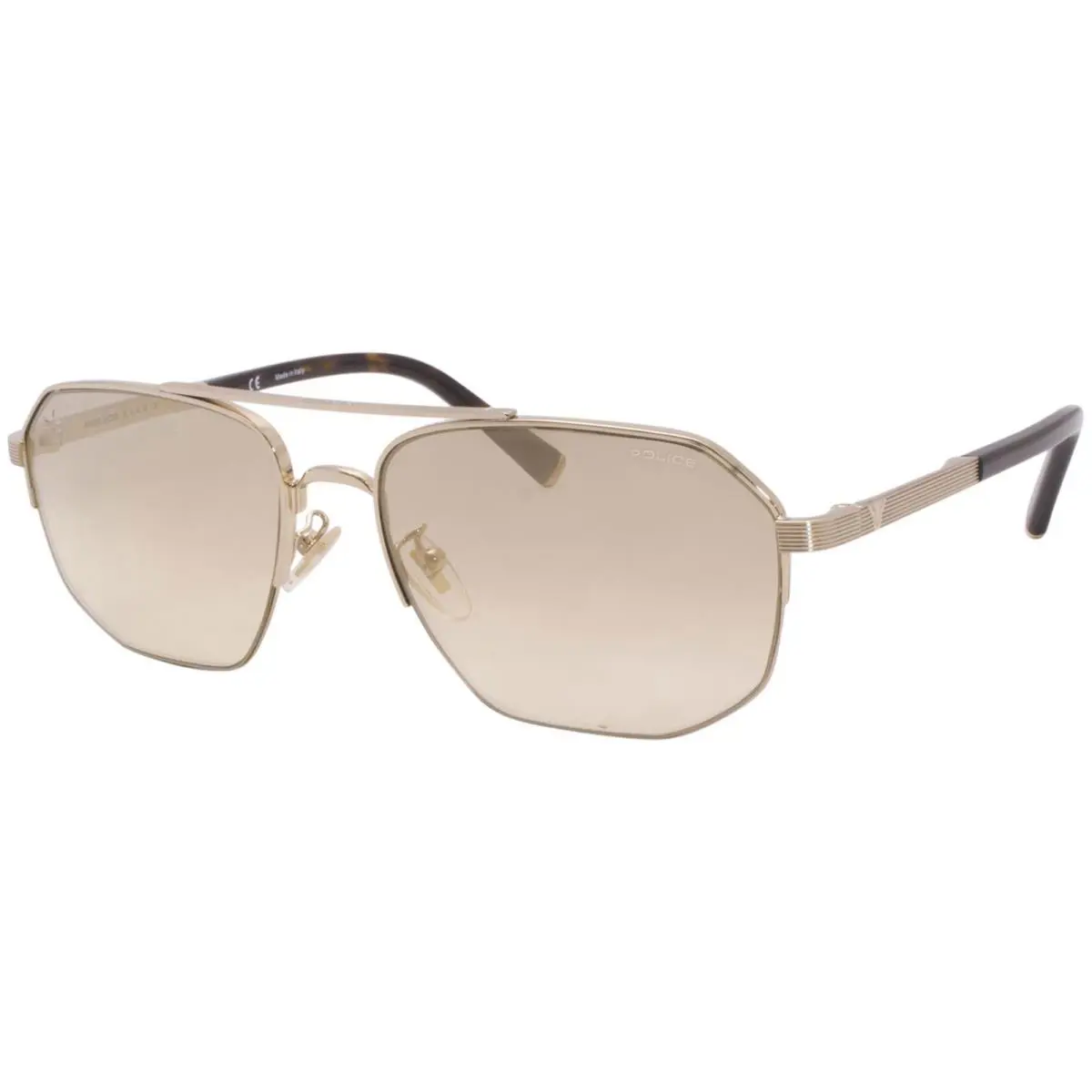 Police Lewis-04 SPLA25 300G Sunglasses Men`s Gold/yellow Mirror Lenses 57mm - Frame: Gold, Lens: Gray