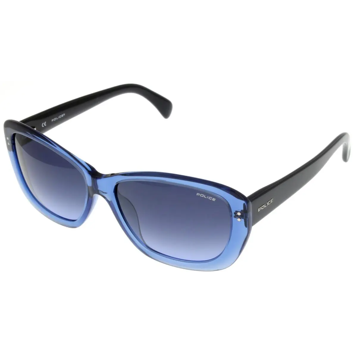 Police Sunglasses Women Light Transparent Blue Black Butterfly S1676 0G35