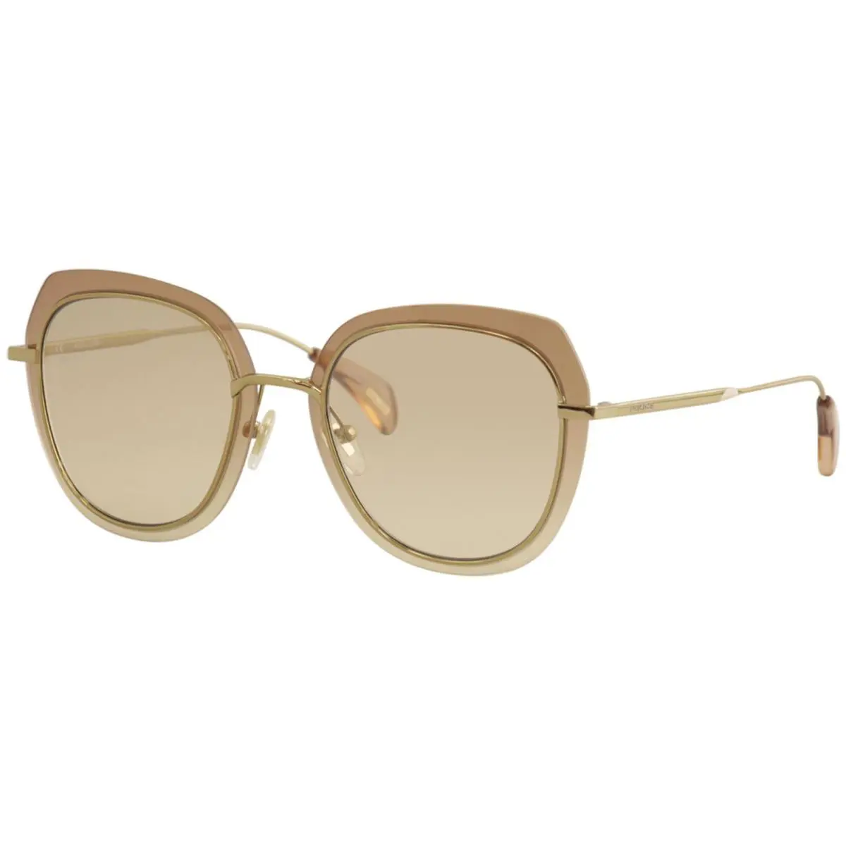 Police Veil-1 SPL831 SPL/831 8FFX Gold/taupe Crystal Cat Eye Sunglasses 52mm - Frame: Gold, Lens: Beige
