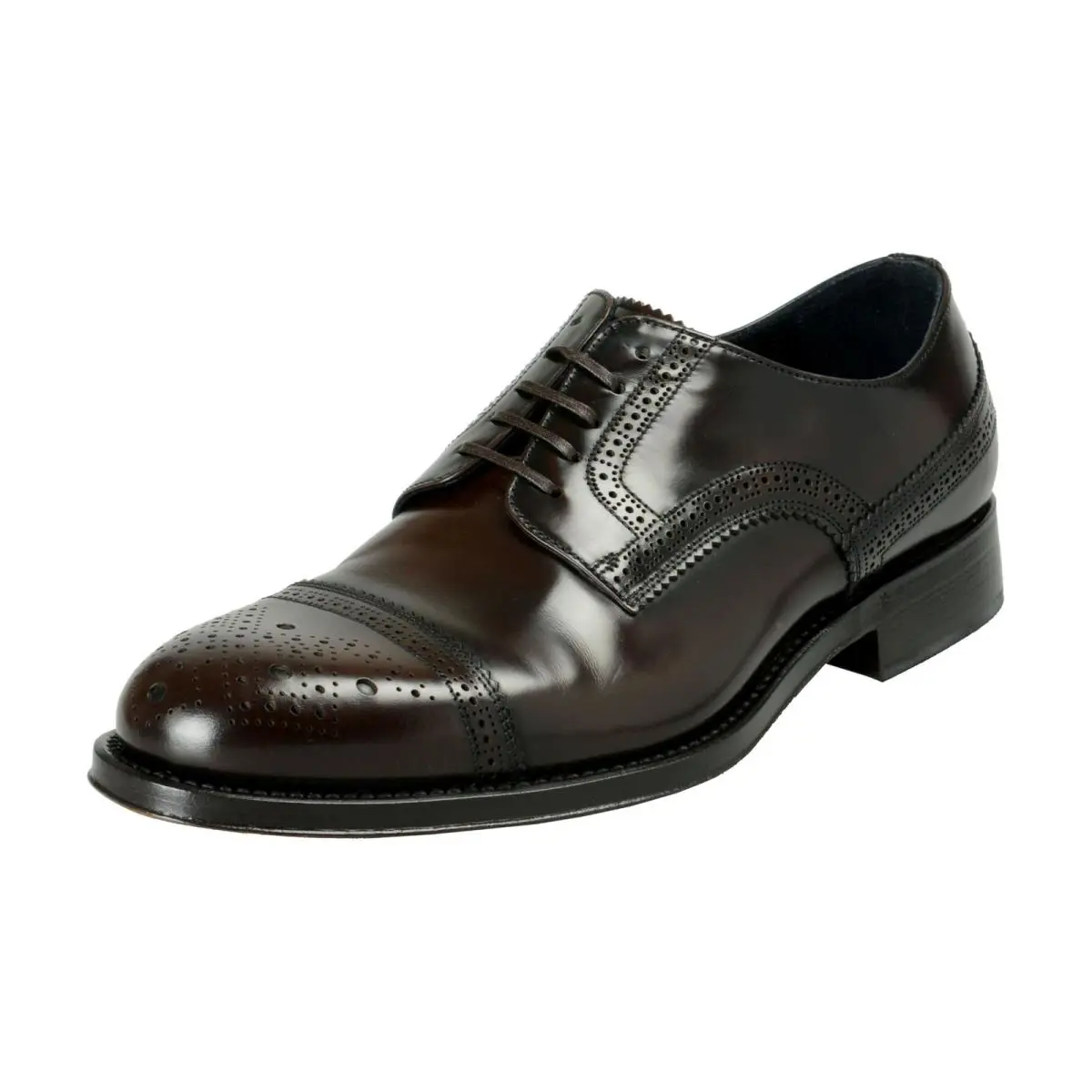 Versace Men`s Brown Polished Leather Oxfords Dress Shoes Sz 7 10 11