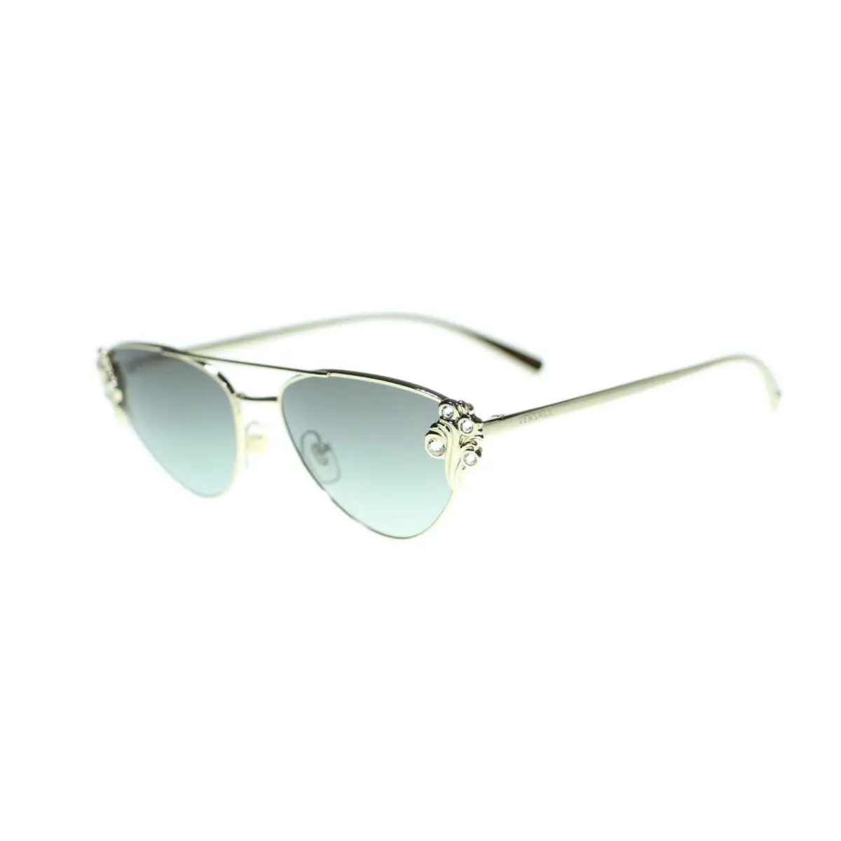Cat Eye Women Sunglasses VE2195 Metal Frame 56mm 125211 Pale Gold Grey by Versace
