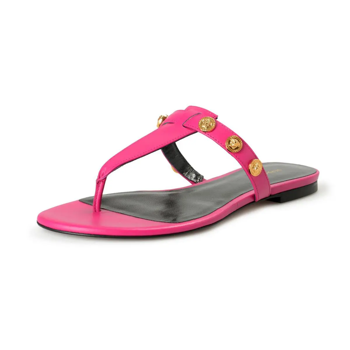 Women`s Orchid Metal Medusa Studs Sandals Flip Flop Shoes by Versace