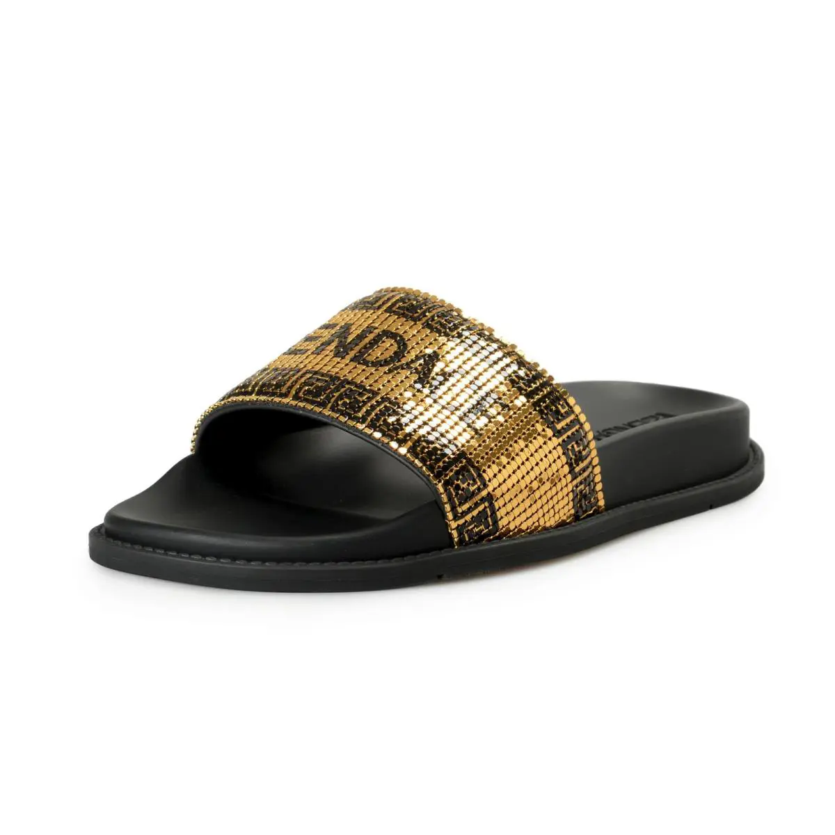 Fendi X Versace Fendace Women`s Metalmesh Logo Pool Slide Flip Flops Shoes