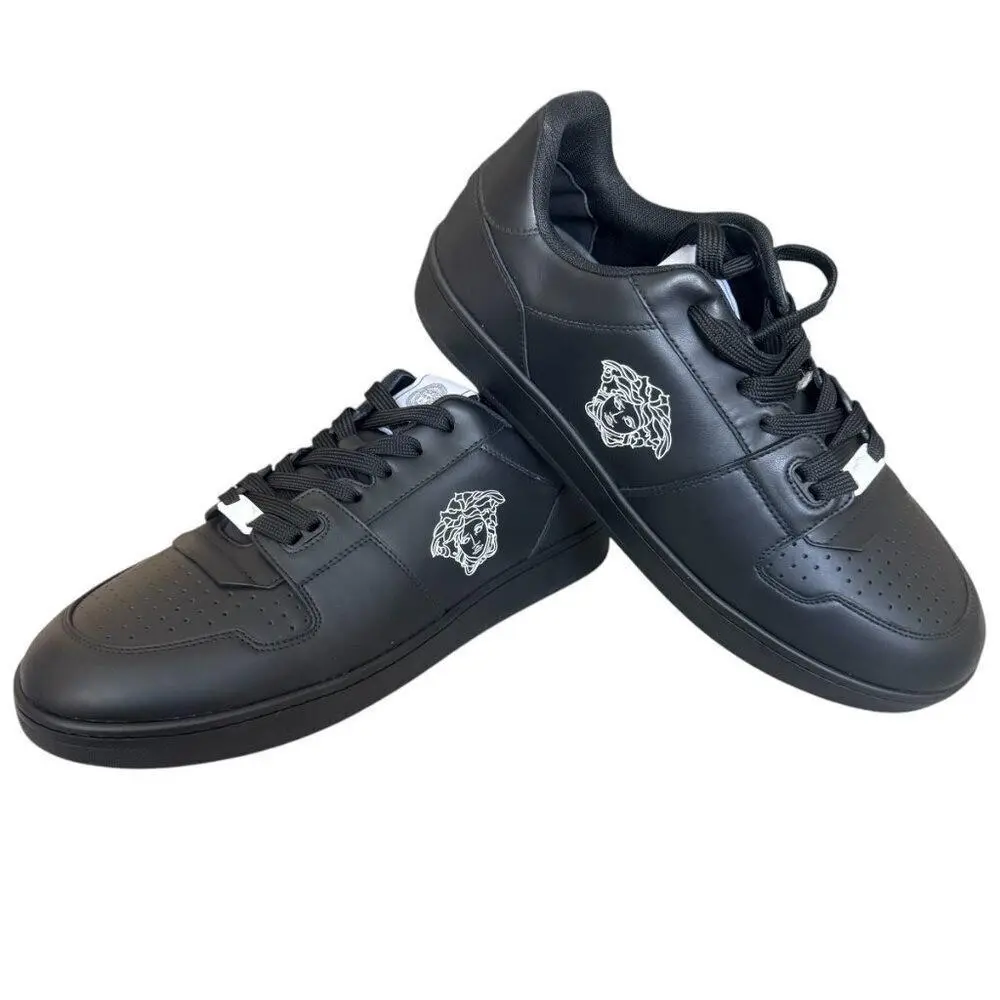 Versace Medusa Black Leather Men`s Sneaker Shoe 1013377 45.5